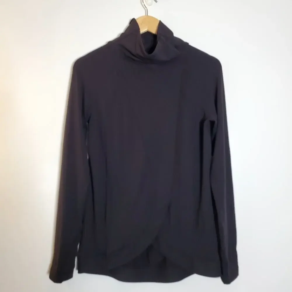 Lululemon Rulu Rally Wrap Women 6 Black Snap Neck Open Cardigan Cozy Stretch